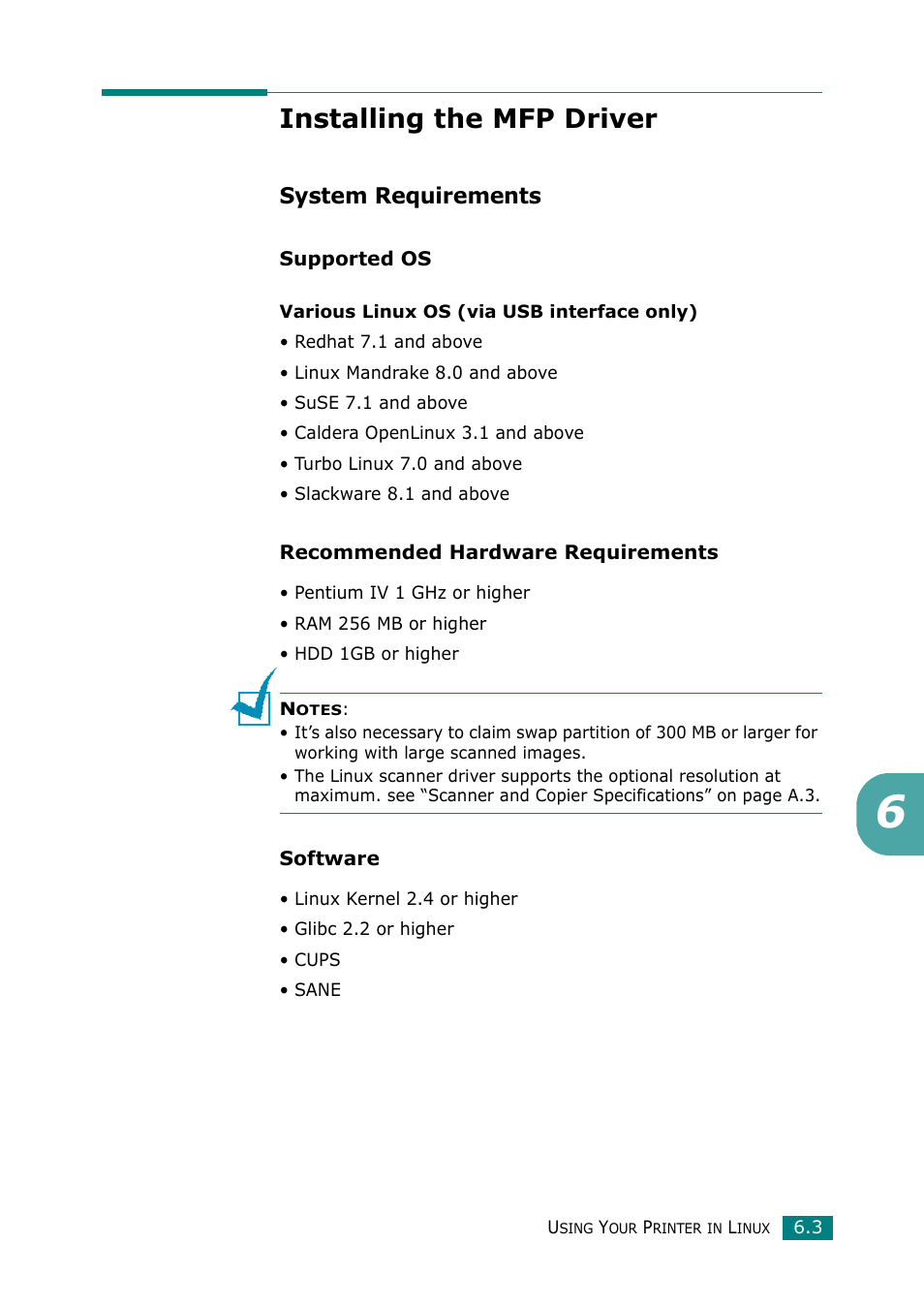 Installing the mfp driver, System requirements | Samsung Laser MFP SCX-4100 User Manual | Page 102 / 167