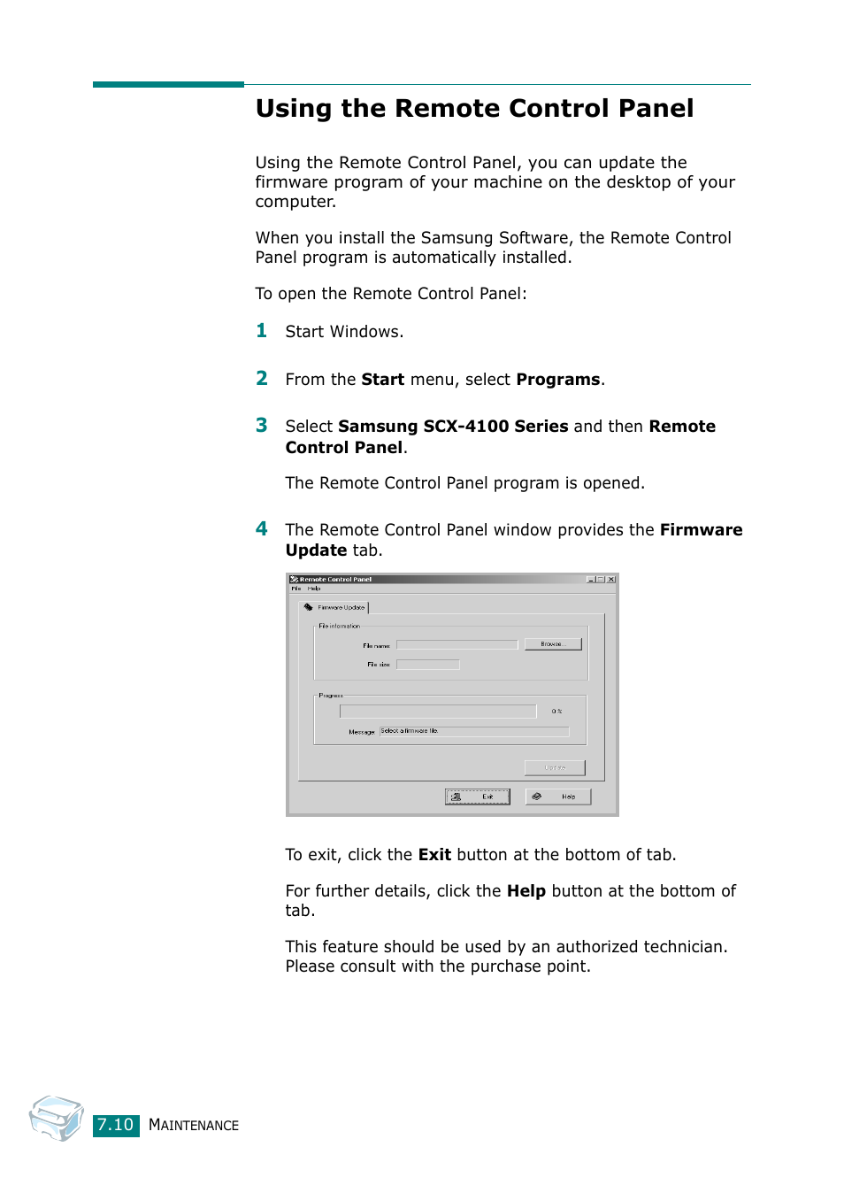 Using the remote control panel | Samsung Laser MFP SCX-4100 User Manual | Page 129 / 167