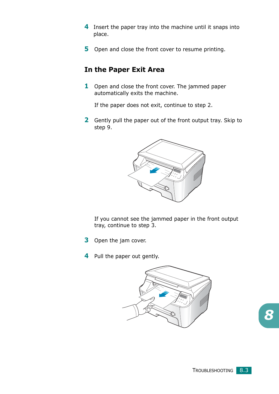 In the paper exit area | Samsung Laser MFP SCX-4100 User Manual | Page 132 / 167