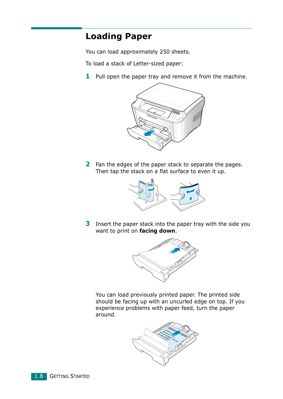 Loading paper | Samsung Laser MFP SCX-4100 User Manual | Page 23 / 167