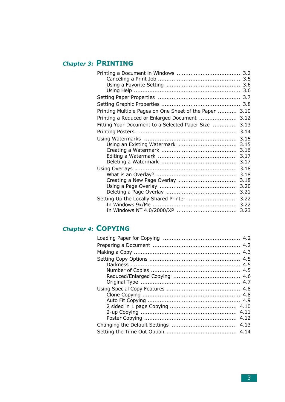 Samsung Laser MFP SCX-4100 User Manual | Page 4 / 167