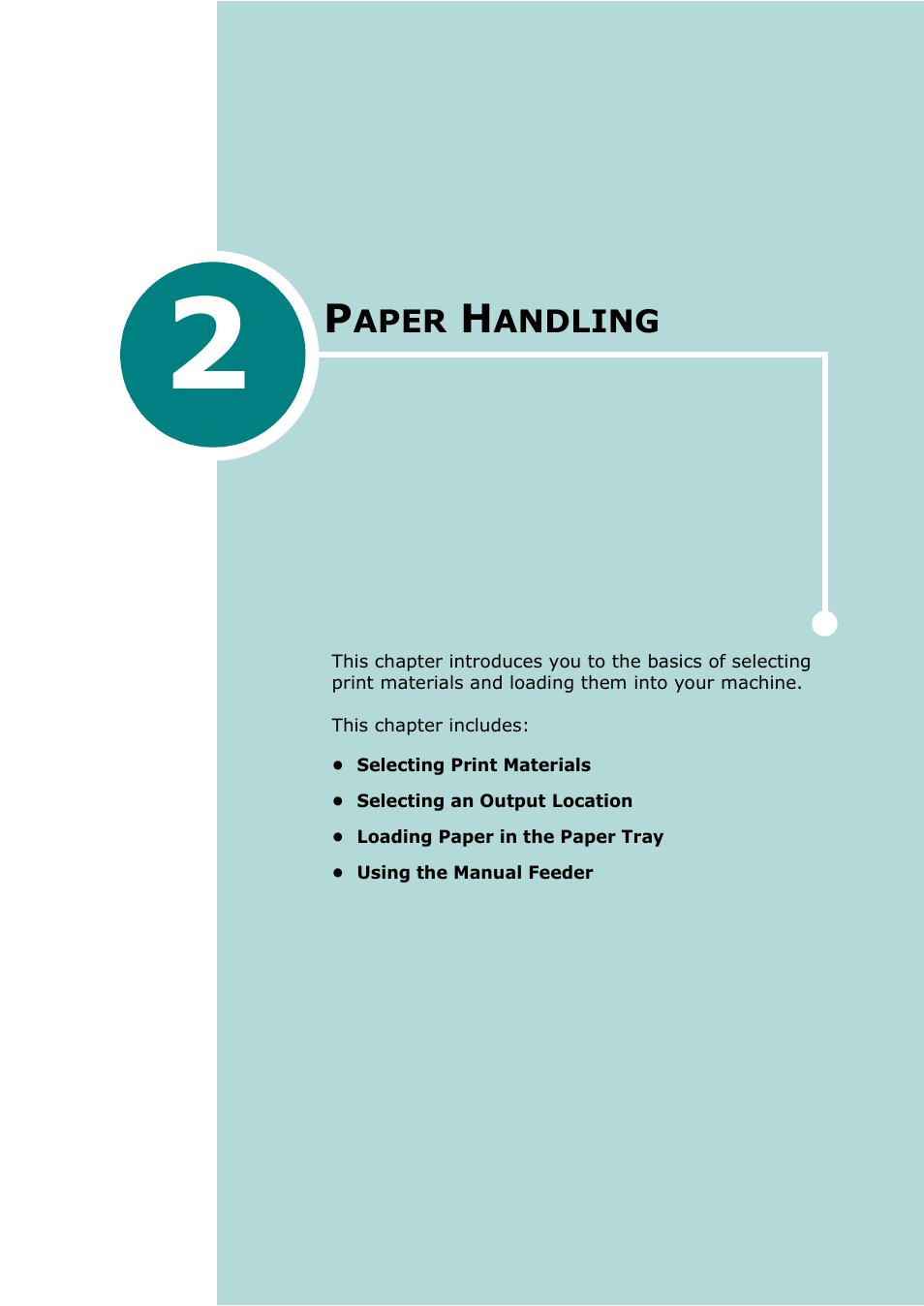 Paper handling, Chapter 2, Aper | Andling | Samsung Laser MFP SCX-4100 User Manual | Page 44 / 167
