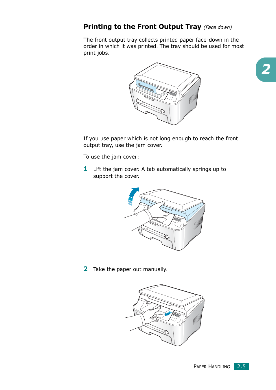 Printing to the front output tray (face down) | Samsung Laser MFP SCX-4100 User Manual | Page 48 / 167