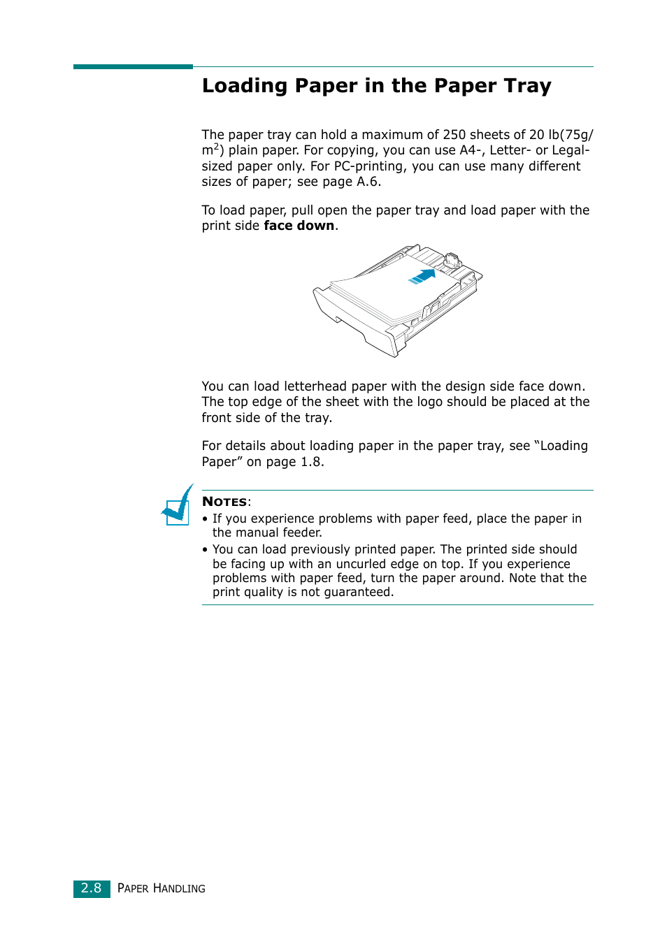 Loading paper in the paper tray | Samsung Laser MFP SCX-4100 User Manual | Page 51 / 167
