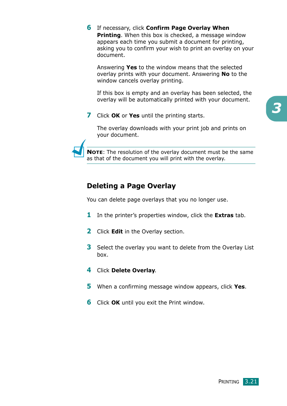 Deleting a page overlay | Samsung Laser MFP SCX-4100 User Manual | Page 76 / 167
