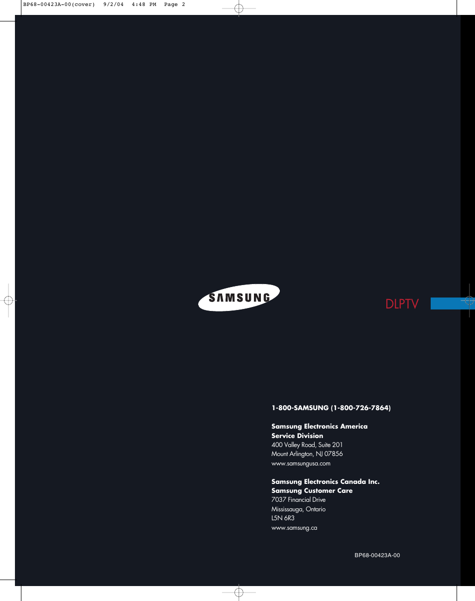 Dlptv | Samsung HL-P4674W User Manual | Page 96 / 96