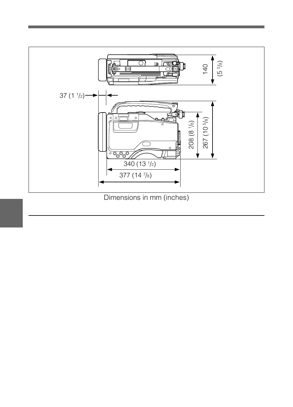 Video camera section, General, Dimensions | Samsung DVW-707/707P User Manual | Page 264 / 296