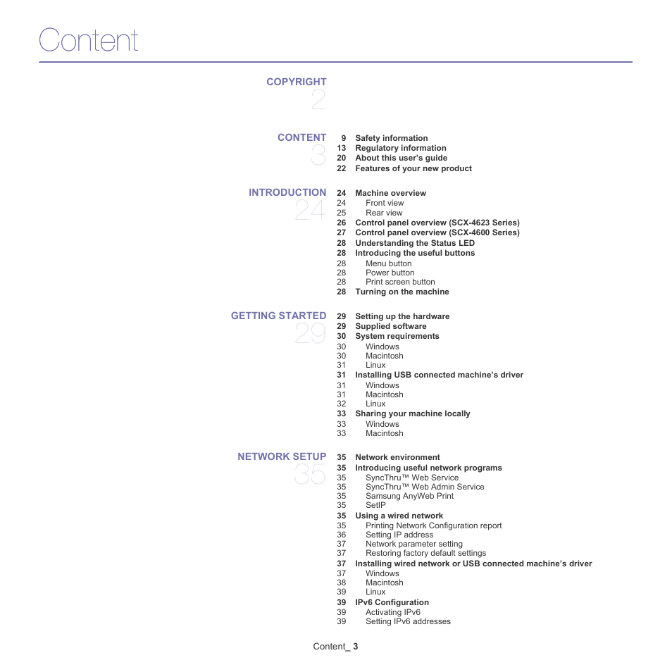 Content | Samsung SCX-4600 Series User Manual | Page 3 / 121