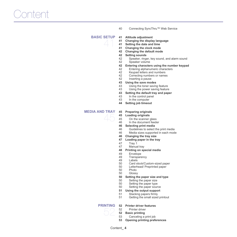 Content | Samsung SCX-4600 Series User Manual | Page 4 / 121