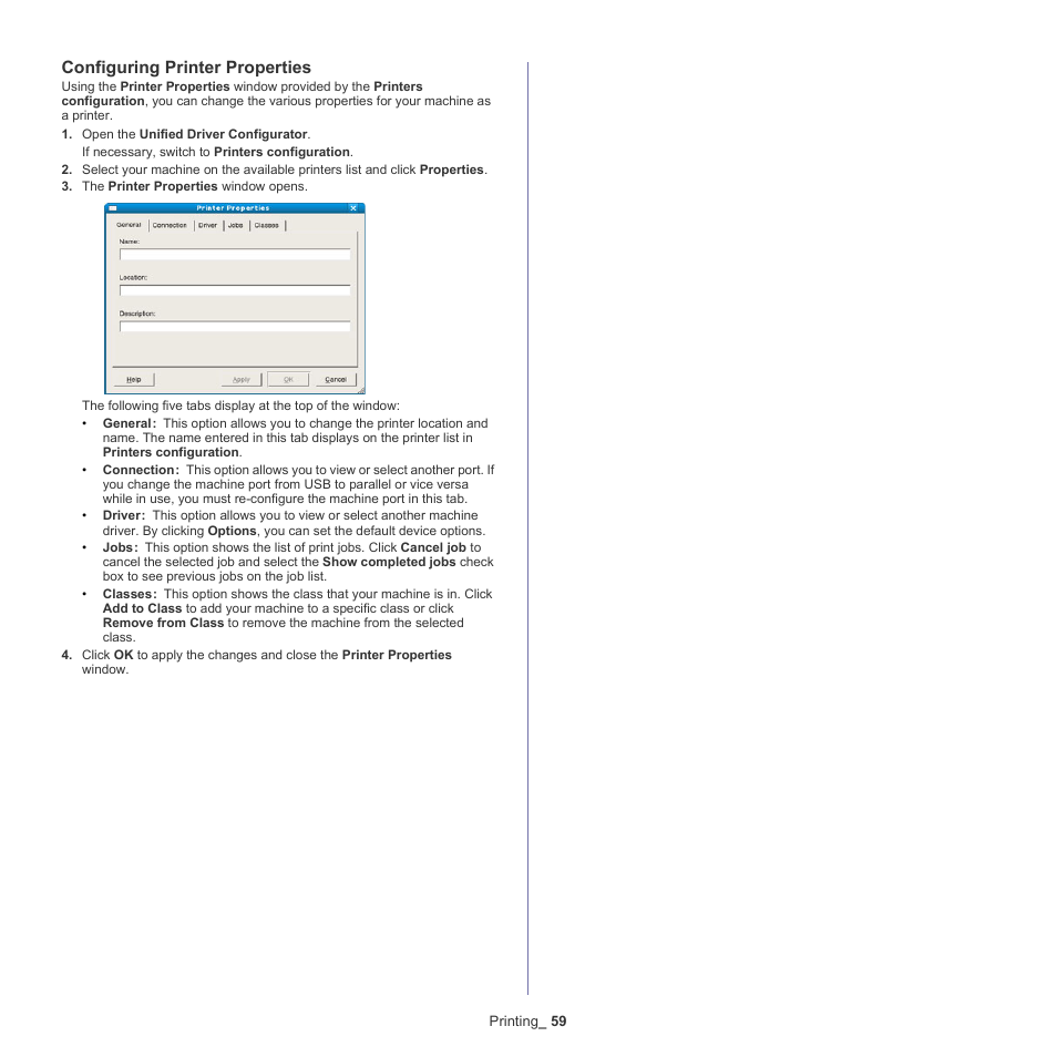 Configuring printer properties | Samsung SCX-4600 Series User Manual | Page 59 / 121