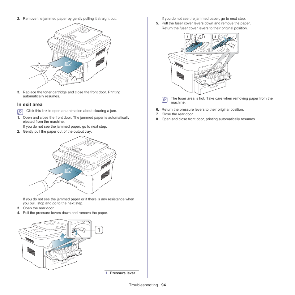 In exit area | Samsung SCX-4600 Series User Manual | Page 94 / 121