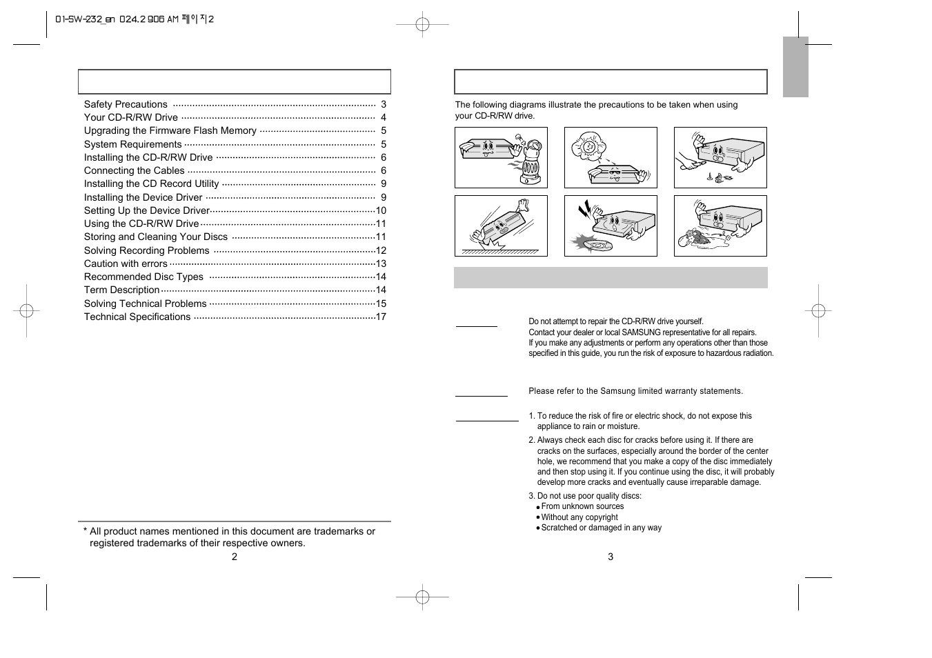 Samsung SW-232 User Manual | Page 2 / 9