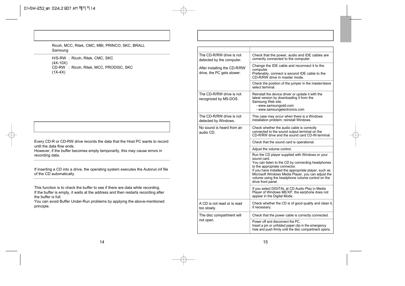 Solving technical problems, Recommended disc types, Term description | Samsung SW-232 User Manual | Page 8 / 9
