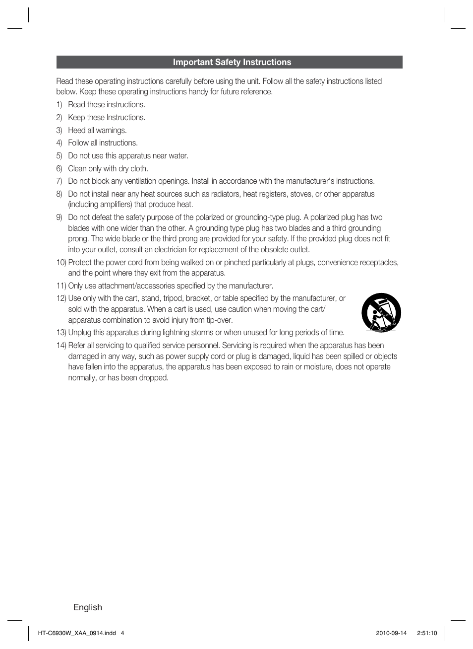 Important safety instructions | Samsung AH68-02279Y User Manual | Page 4 / 74