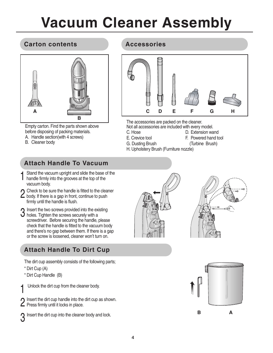 Vacuum cleaner assembly | Samsung SU-8500 User Manual | Page 4 / 14