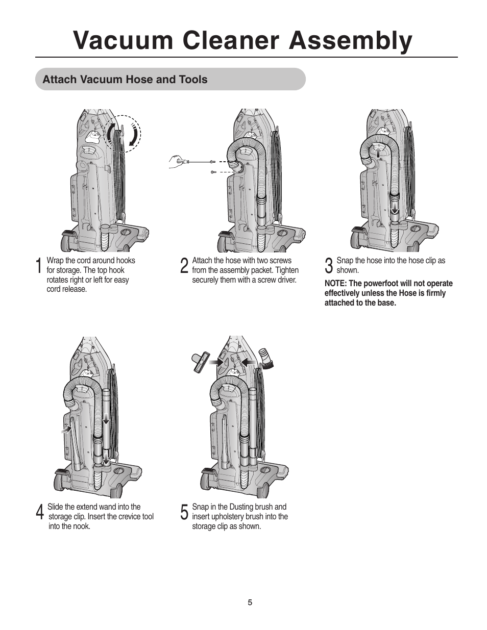 Vacuum cleaner assembly | Samsung SU-8500 User Manual | Page 5 / 14