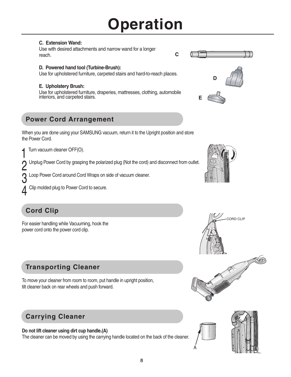 Operation | Samsung SU-8500 User Manual | Page 8 / 14