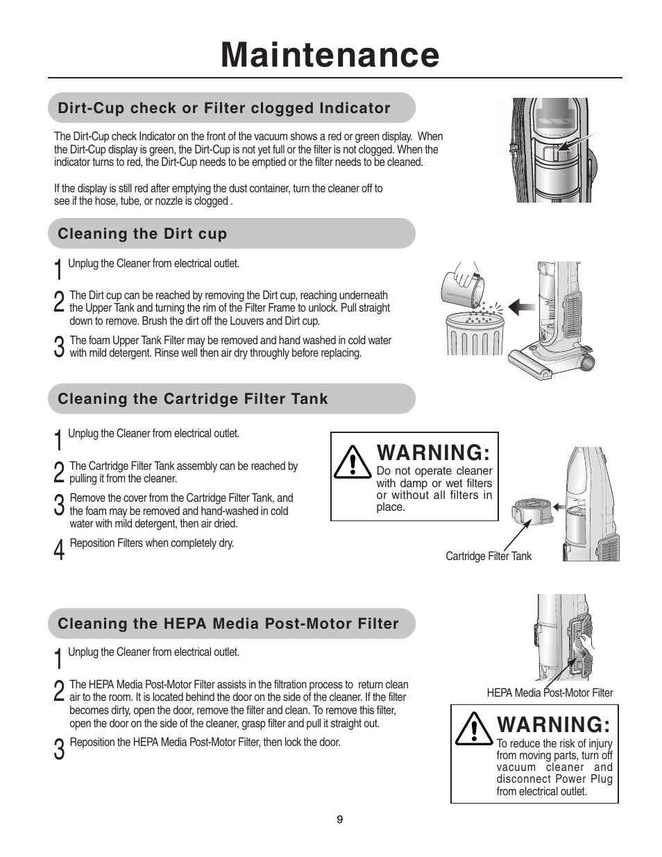 Maintenance, Warning | Samsung SU-8500 User Manual | Page 9 / 14