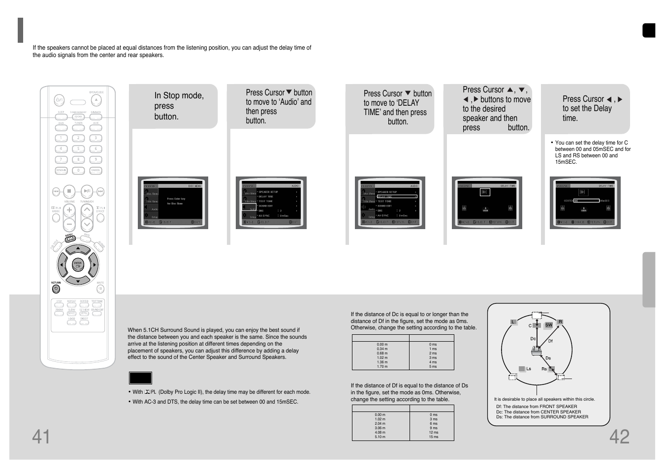 Setting the delay time | Samsung HT-TP12 User Manual | Page 22 / 30