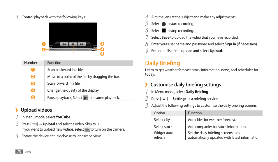 Daily briefing | Samsung GALAXY TAB GT-P1000 User Manual | Page 28 / 82