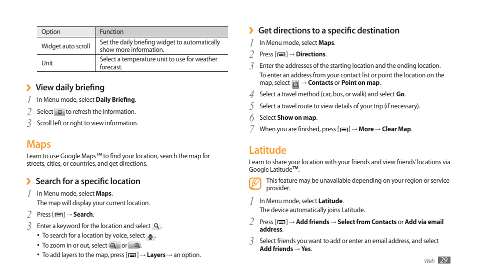 Maps, Latitude, Maps latitude | 3maps | Samsung GALAXY TAB GT-P1000 User Manual | Page 29 / 82