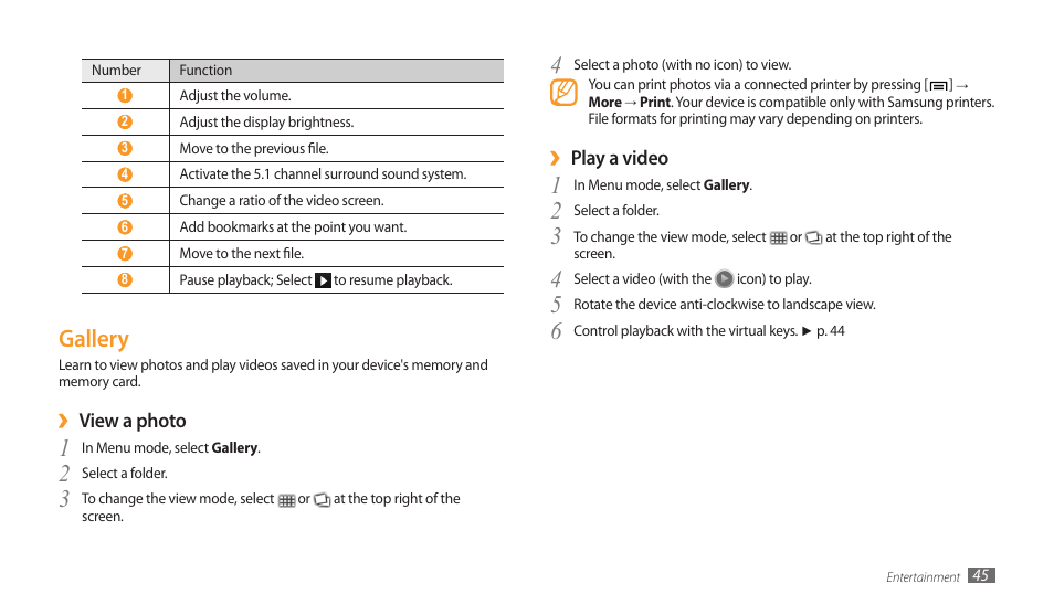 Gallery | Samsung GALAXY TAB GT-P1000 User Manual | Page 45 / 82