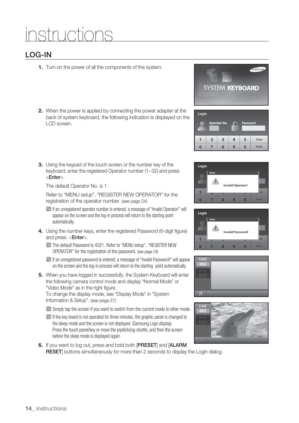 Instructions, Log-in, 14_ instructions | Samsung SSC-5000 User Manual | Page 14 / 31