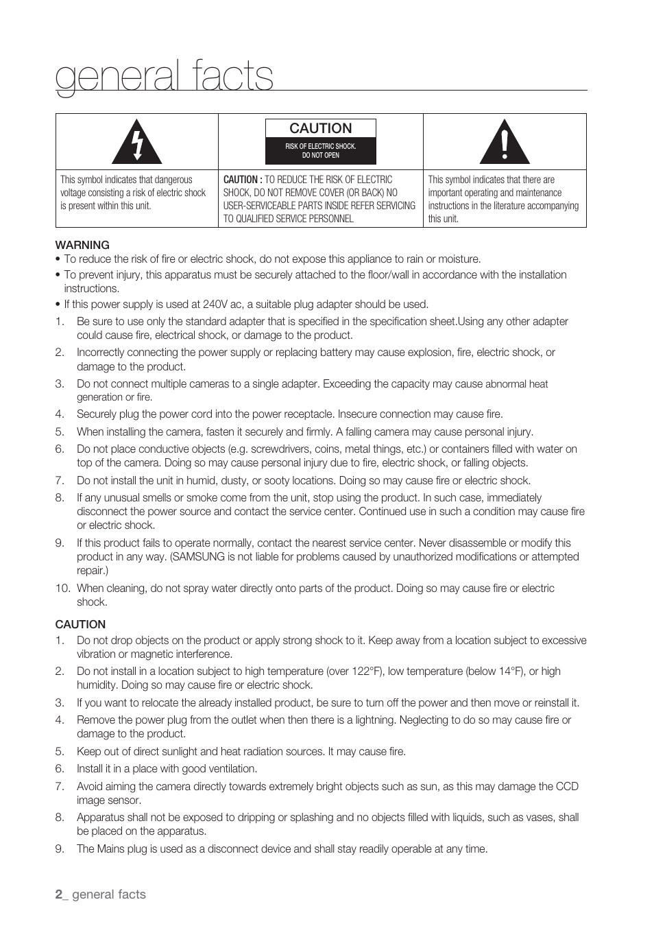 General facts | Samsung SSC-5000 User Manual | Page 2 / 31