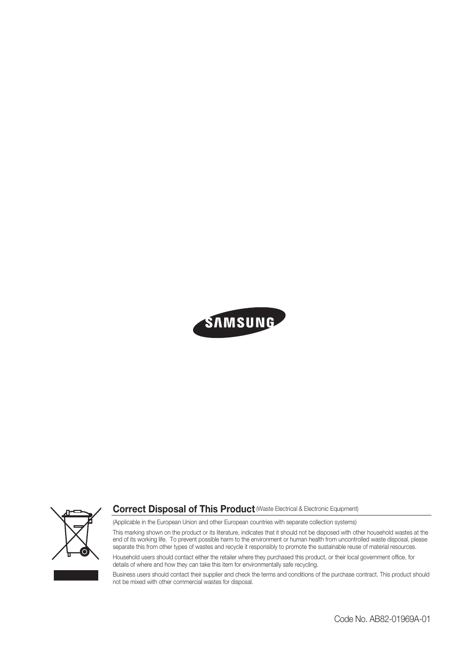 Correct disposal of this product | Samsung SSC-5000 User Manual | Page 31 / 31