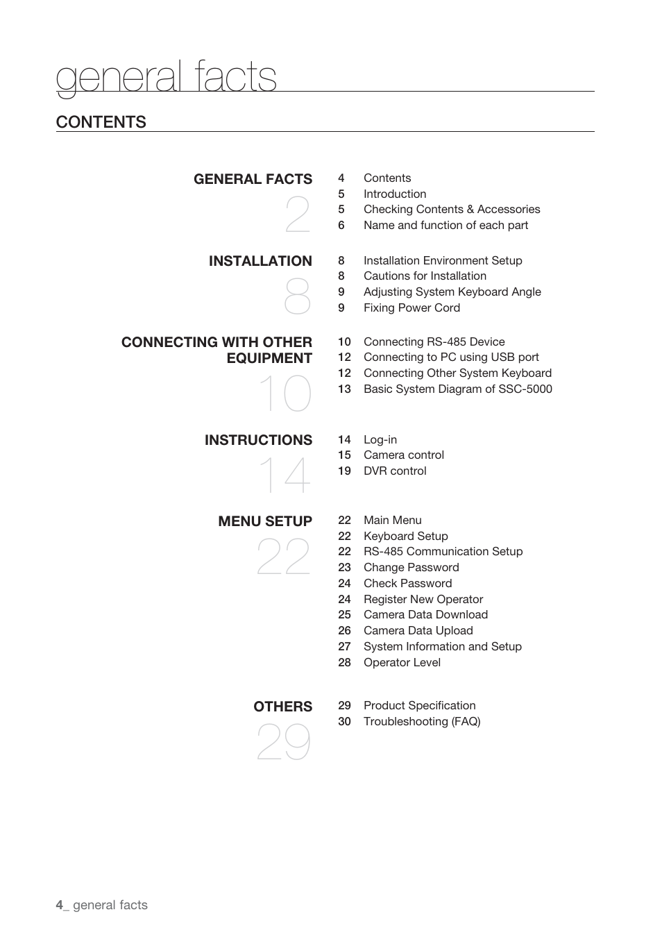 General facts | Samsung SSC-5000 User Manual | Page 4 / 31