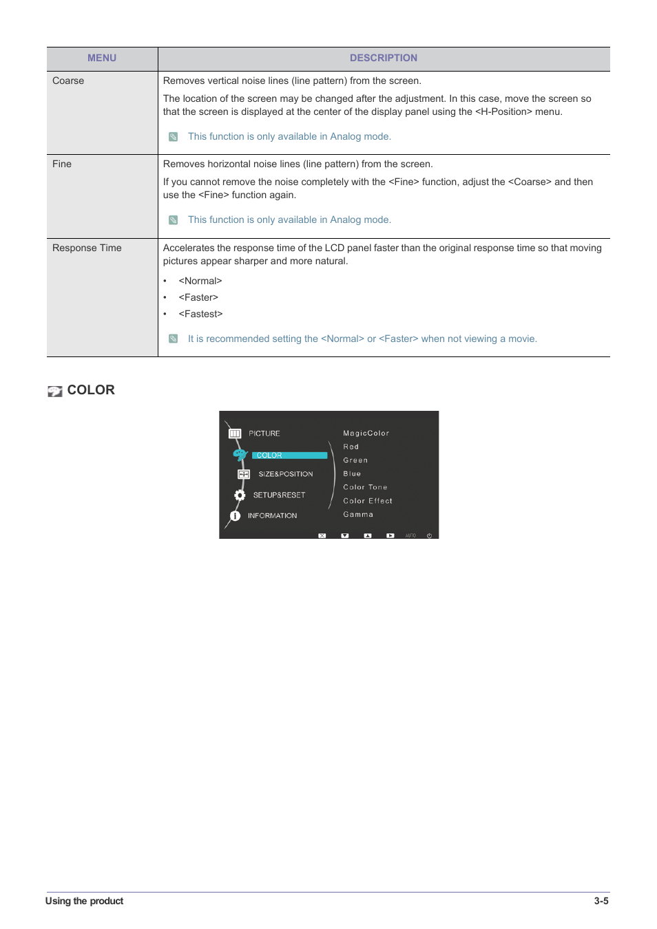 Color | Samsung XL2270 User Manual | Page 25 / 43