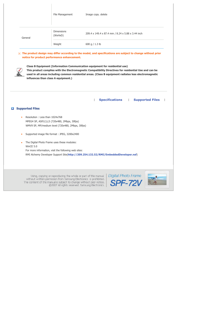 Samsung spf-72v User Manual | Page 38 / 38