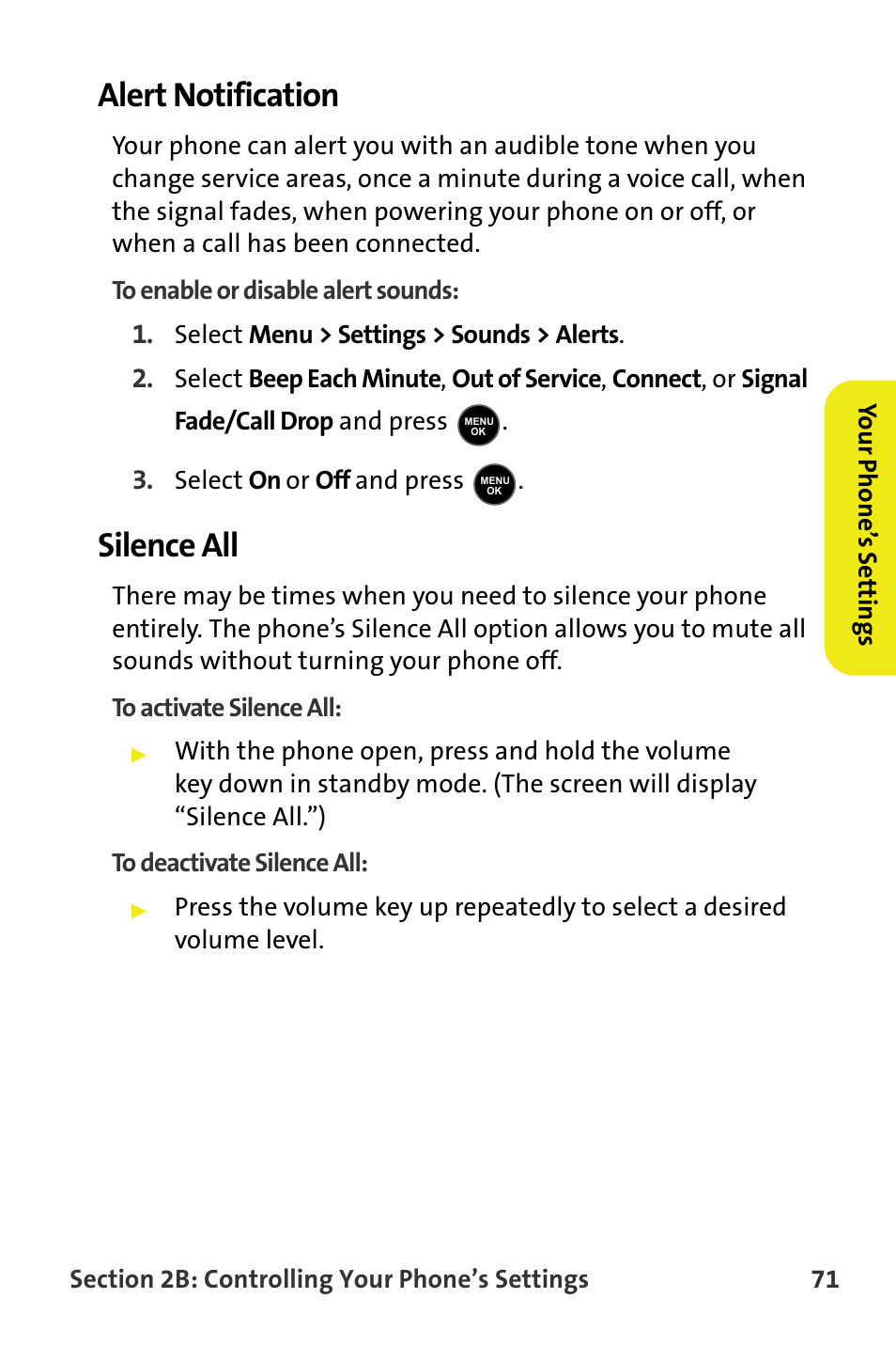 Alert notification, Silence all | Samsung M510 User Manual | Page 101 / 291