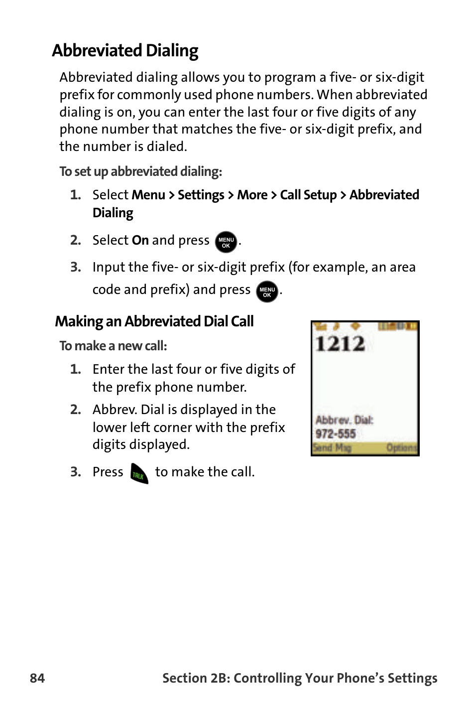 Abbreviated dialing, Making an abbreviated dial call | Samsung M510 User Manual | Page 114 / 291