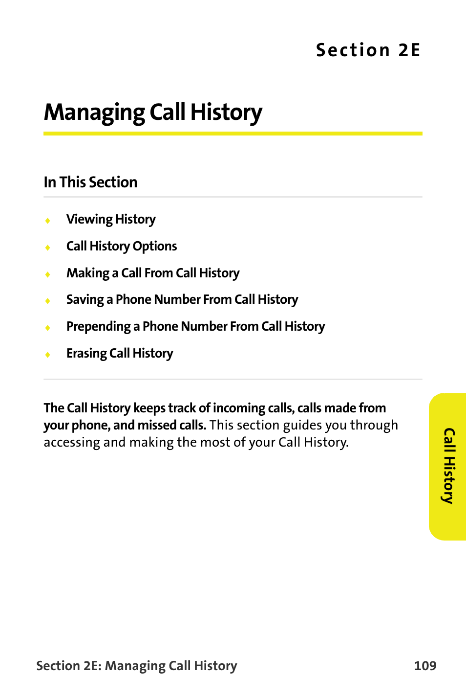 Managing call history, 2e. managing call history, Ca ll histor y | Samsung M510 User Manual | Page 139 / 291