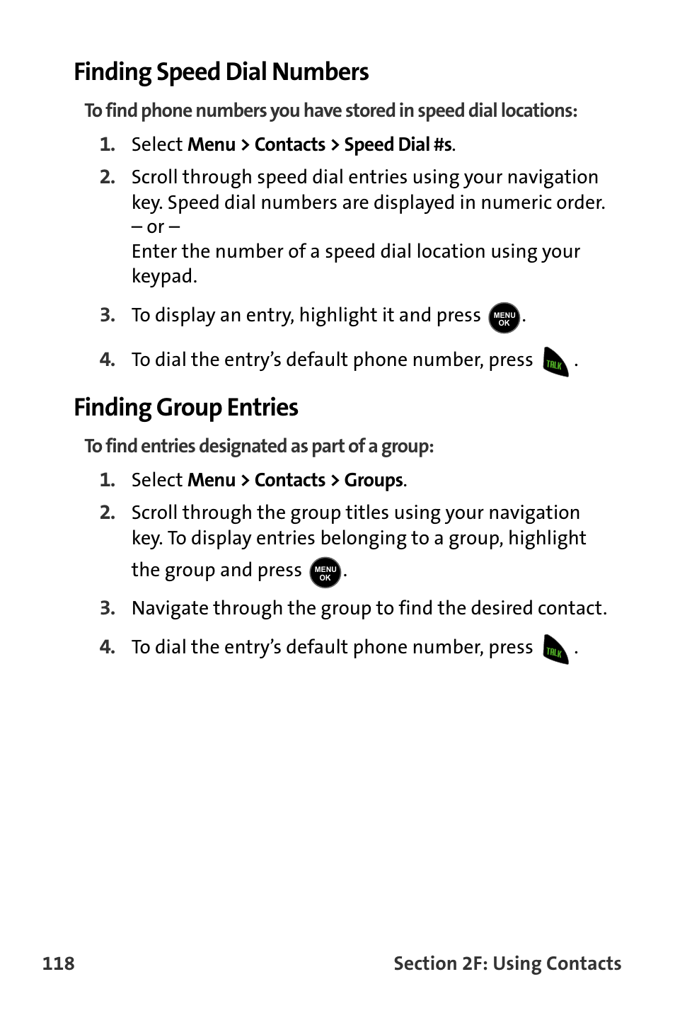 Finding speed dial numbers, Finding group entries | Samsung M510 User Manual | Page 148 / 291