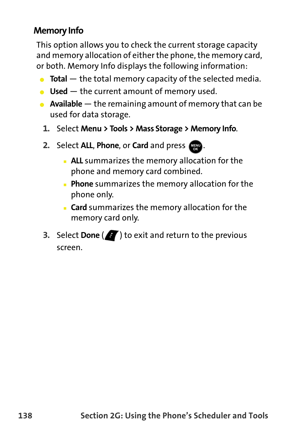 Memory info | Samsung M510 User Manual | Page 168 / 291