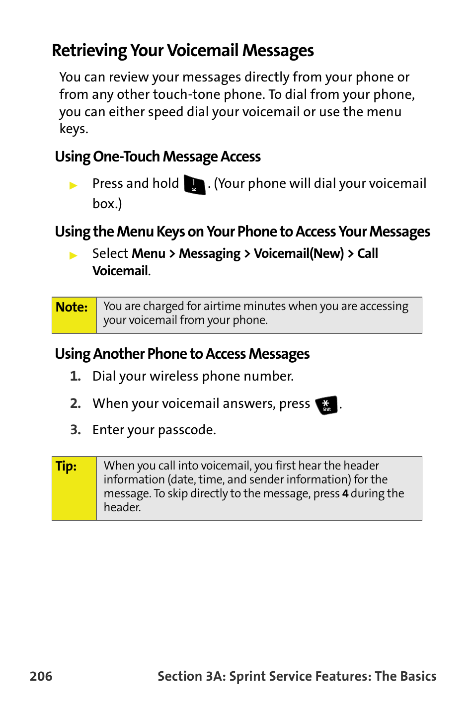 Retrieving your voicemail messages, Using one-touch message access, Using another phone to access messages | Samsung M510 User Manual | Page 236 / 291