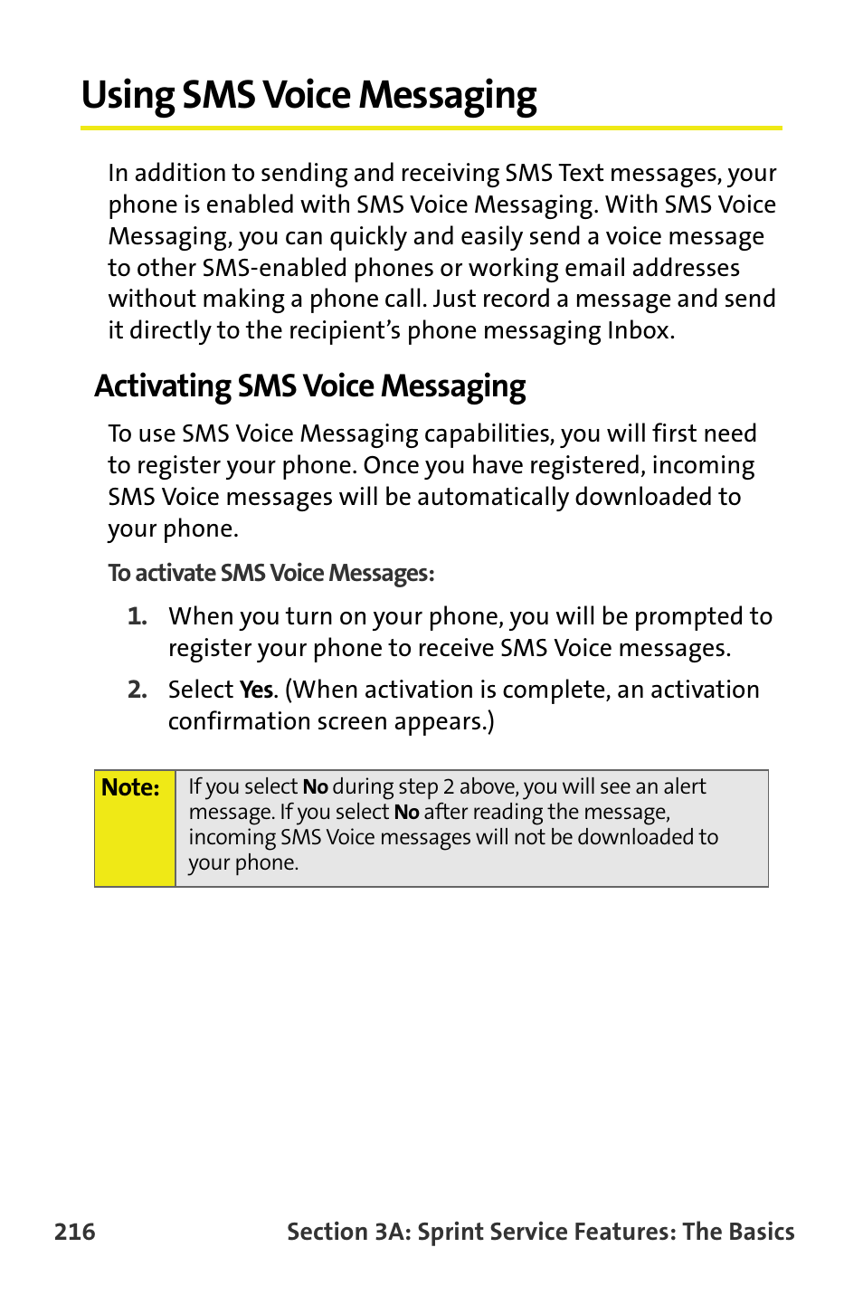 Using sms voice messaging, Activating sms voice messaging | Samsung M510 User Manual | Page 246 / 291