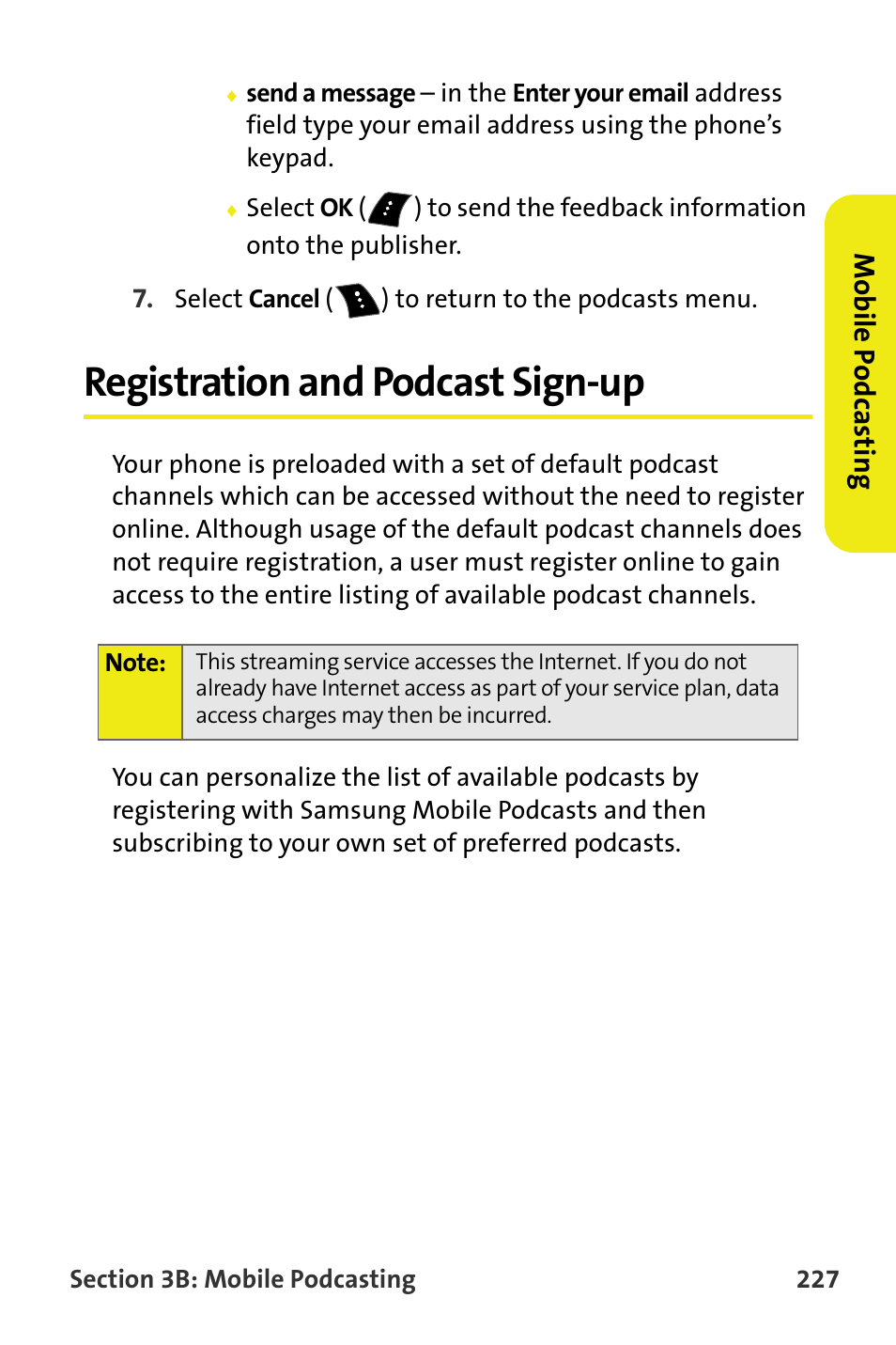 Registration and podcast sign-up | Samsung M510 User Manual | Page 257 / 291