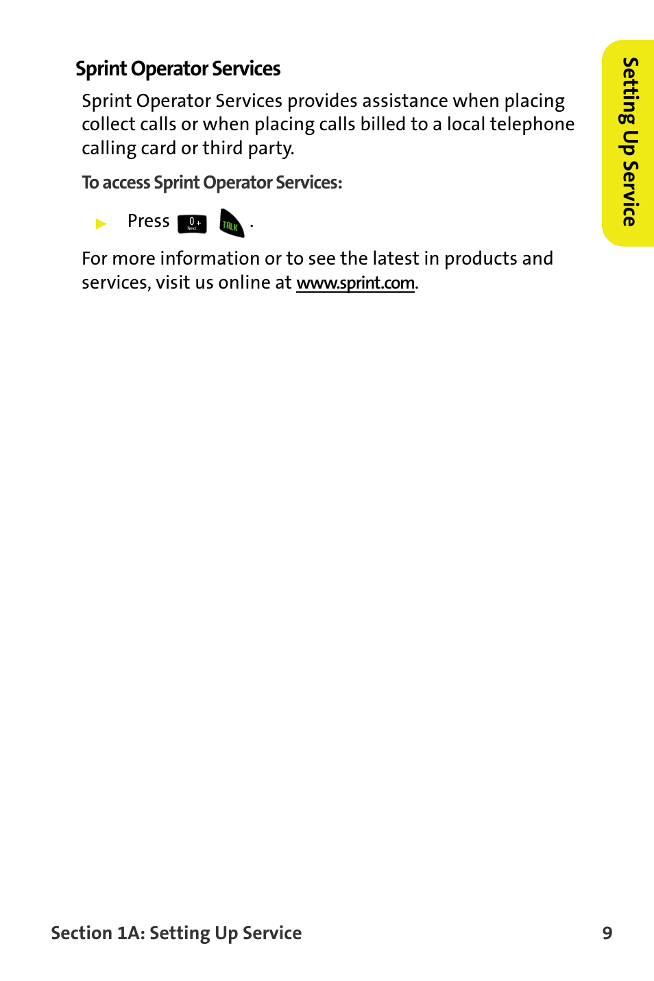 Sprint operator services, Setting u p ser v ice sprint operator services | Samsung M510 User Manual | Page 39 / 291