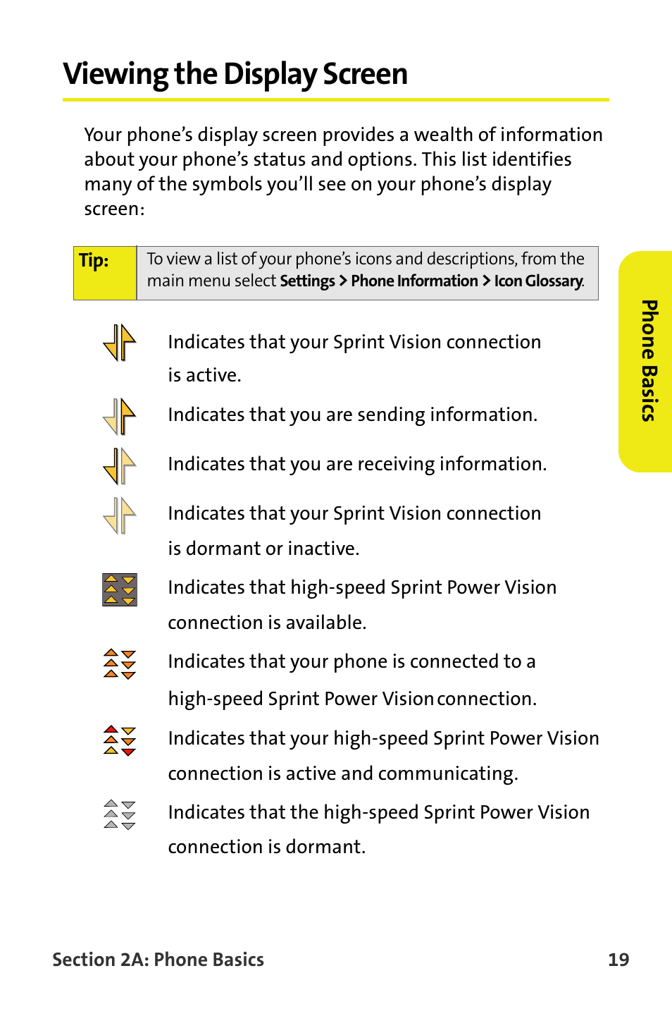 Viewing the display screen, Phone basics | Samsung M510 User Manual | Page 49 / 291