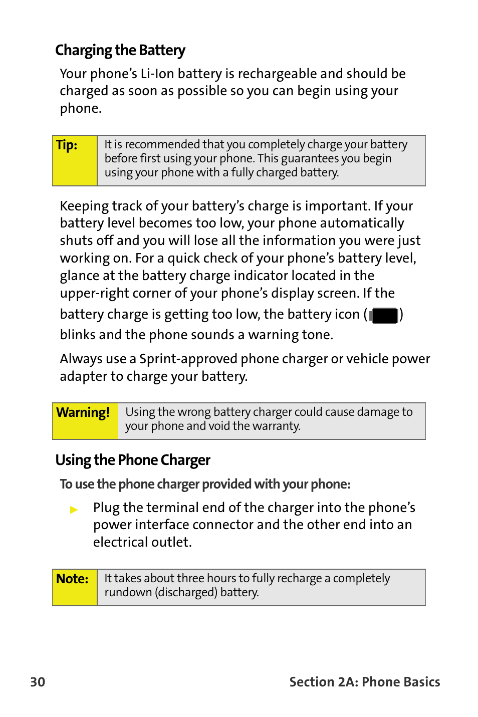 Charging the battery, Using the phone charger | Samsung M510 User Manual | Page 60 / 291