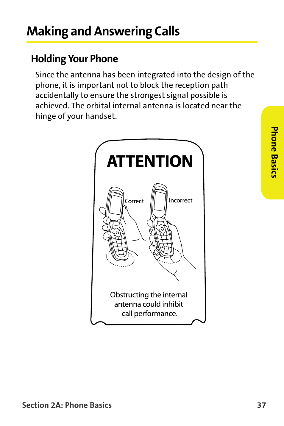 Making and answering calls, Holding your phone | Samsung M510 User Manual | Page 67 / 291