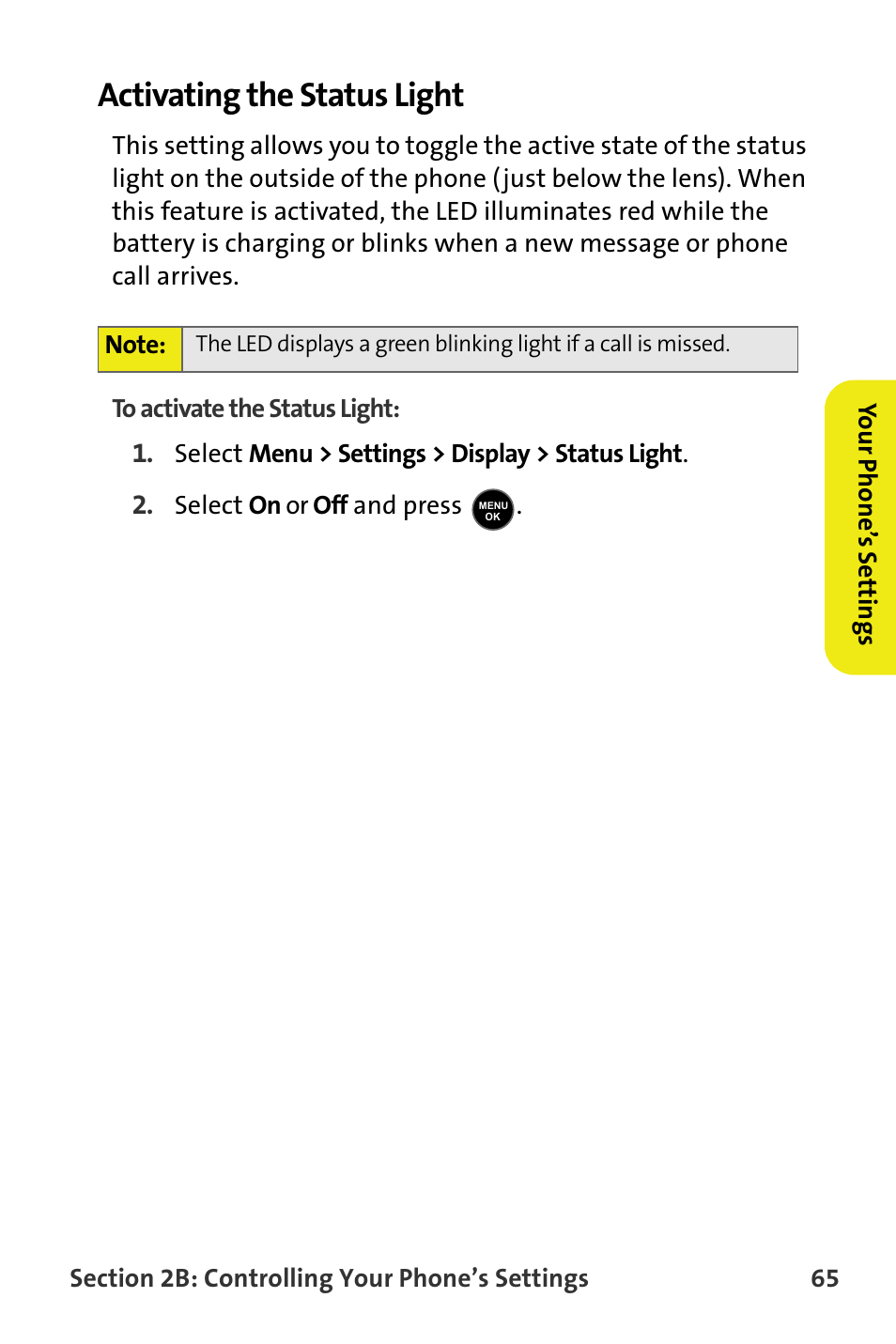 Activating the status light | Samsung M510 User Manual | Page 95 / 291