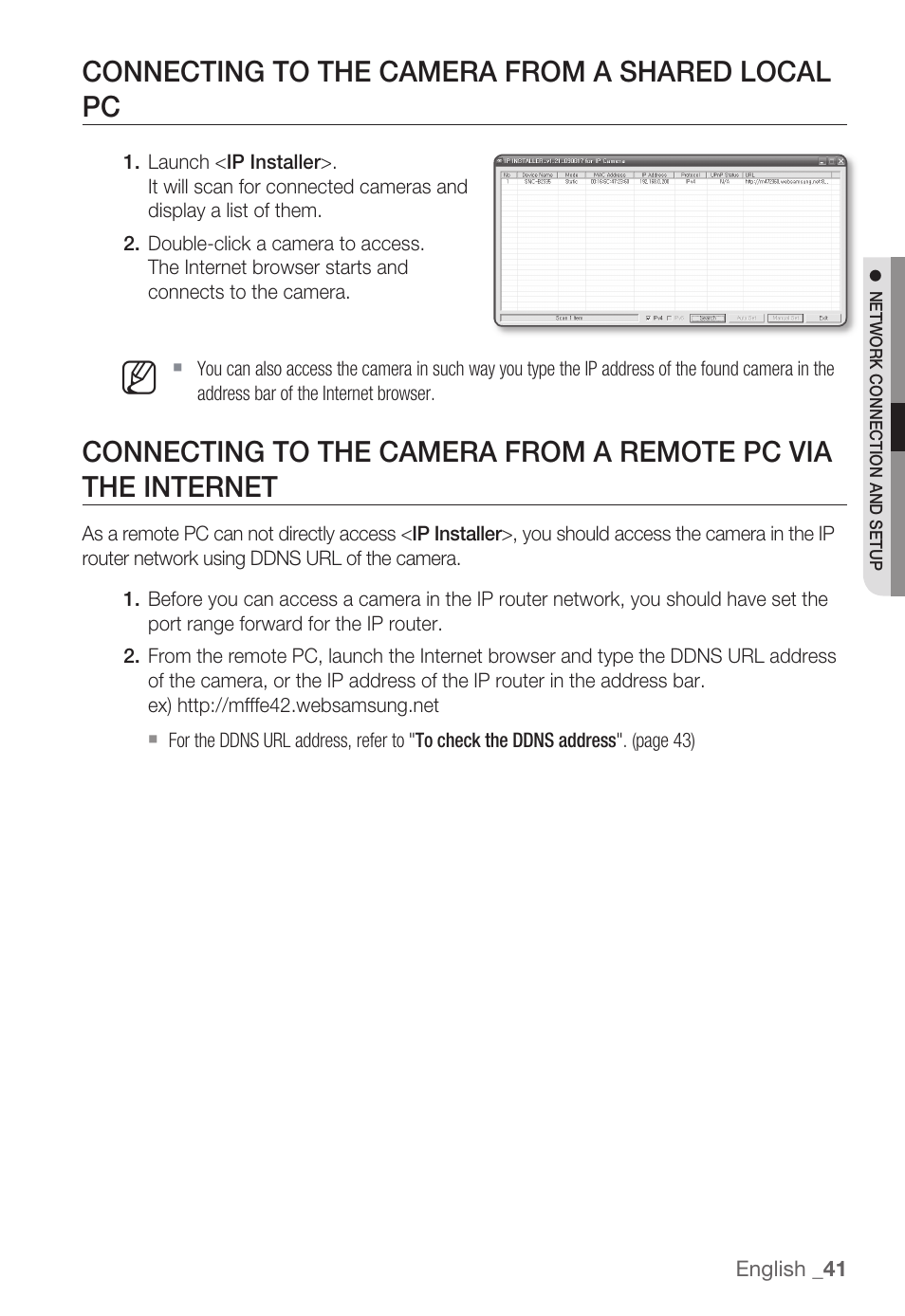 Connecting to the camera from a shared local pc | Samsung SNC-B2335P User Manual | Page 41 / 111