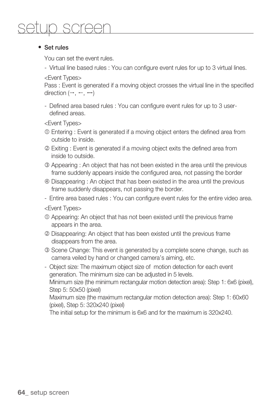 Setup screen | Samsung SNC-B2335P User Manual | Page 64 / 111
