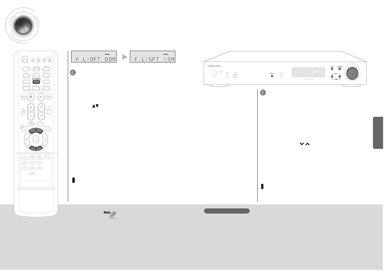 Setting the speaker listening distance, Main unit, Remote control | Samsung HT-AS600 User Manual | Page 12 / 26