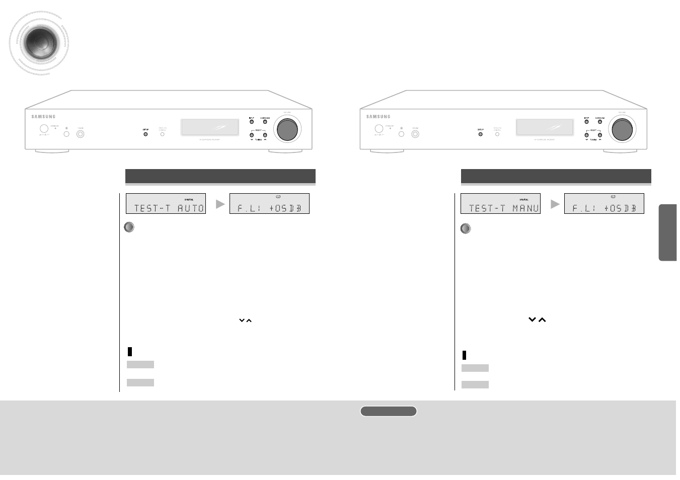 Test tone, Main unit | Samsung HT-AS600 User Manual | Page 14 / 26