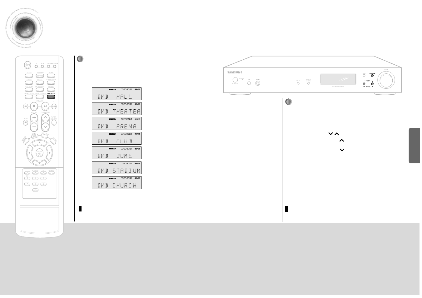 Sfe mode, Main unit, Remote control | Samsung HT-AS600 User Manual | Page 18 / 26